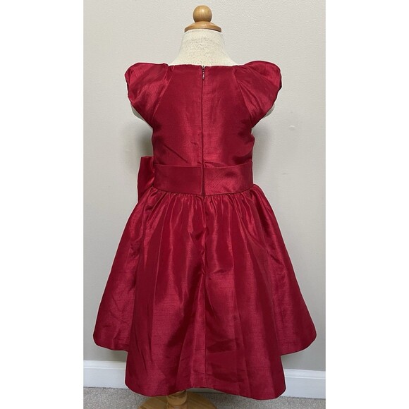 GYMBOREE Holiday Memories Red Taffeta Rosebud Dress Sz 4 - Picture 2 of 4